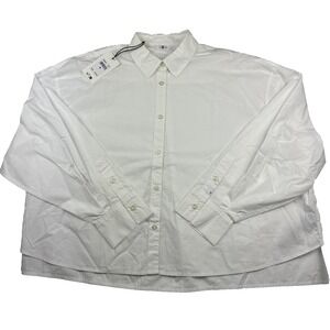 NEW NWT 7 FOR ALL MANKIND Cropped Poplin Button Down Shirt Women's Size M